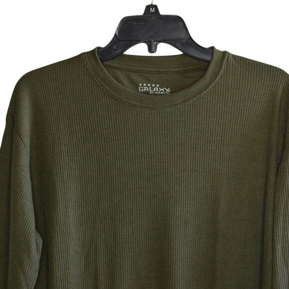 GALAXY BY HARVIC Men's Waffle Knit Thermal Shirt In Olive, Size Medium - Picture 2 of 4
